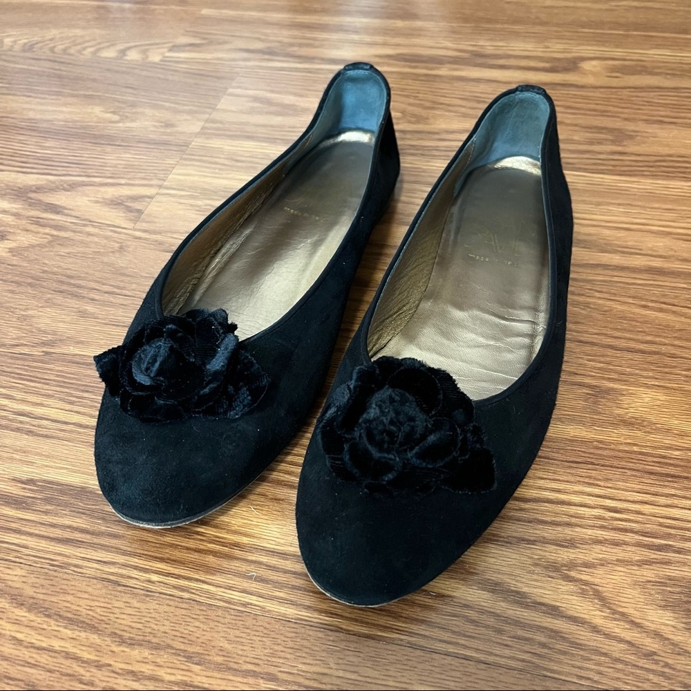 Joan & David Velvet Suede Flower Ballet Flat